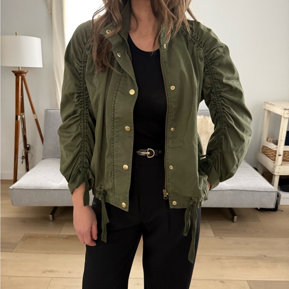 J.Crew Olive Green Ruched Sleeve Jacket